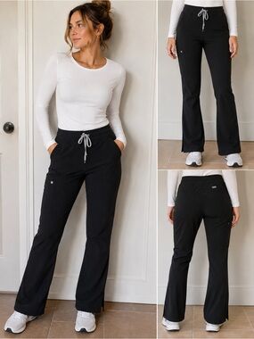 FIGS Technical Collection Black Flare Scrub Pants Size Small